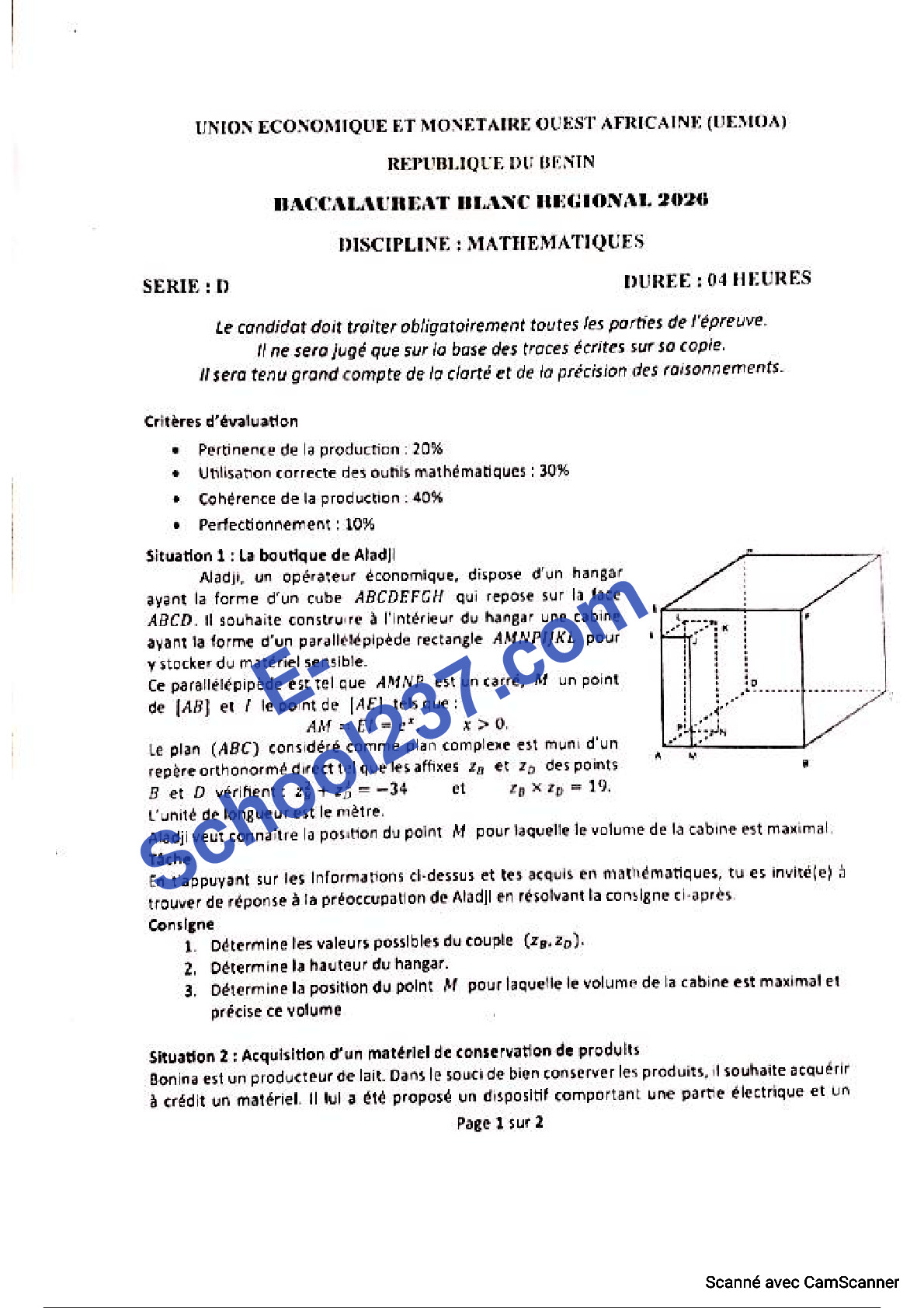 MATHS UEMOA